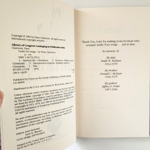 Under His Wings: and other places of refuge by Patsy Clairmont 1994 HC - Picture 4 of 9